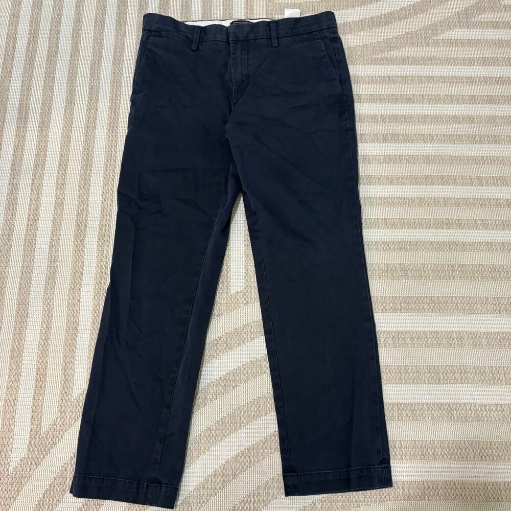 Banana Republic Men's Chino Aiden Slim Fit 32/30 Navy Uniform Pants